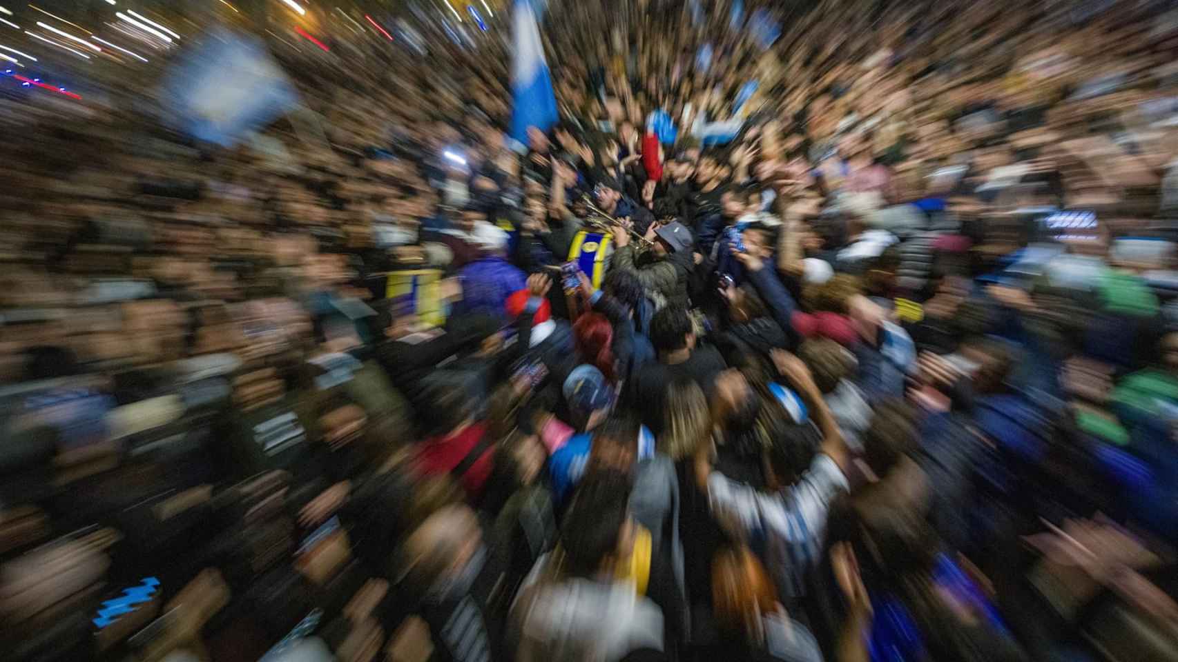 Celebración de los argentinos en Barcelona tras la victoria frente a Croacia / EUROPA PRESS