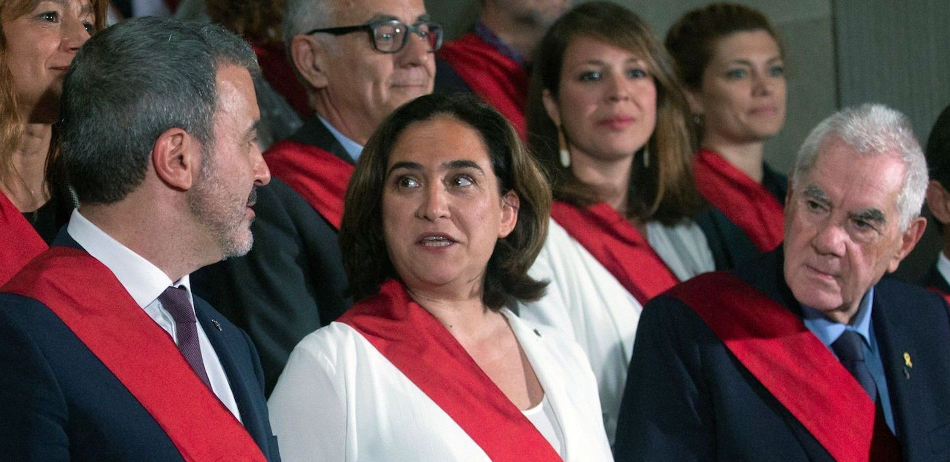 El primer teniente de alcalde de Barcelona, Jaume Collboni, la alcaldesa, Ada Colau y el líder de ERC, Ernest Maragall / EFE