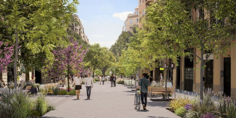 Render de la futura 'superilla' del Eixample en Barcelona / AJ BCN