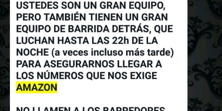 Captura de pantalla de coacción a empleados de Ara Vinc, una subcontrata de Amazon / CEDIDA