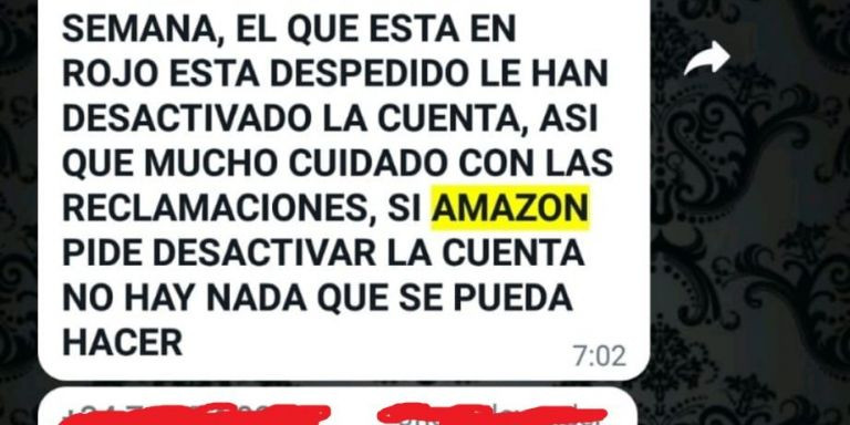 Captura de pantalla de coacción a empleados de Ara Vinc, una subcontrata de Amazon / CEDIDA