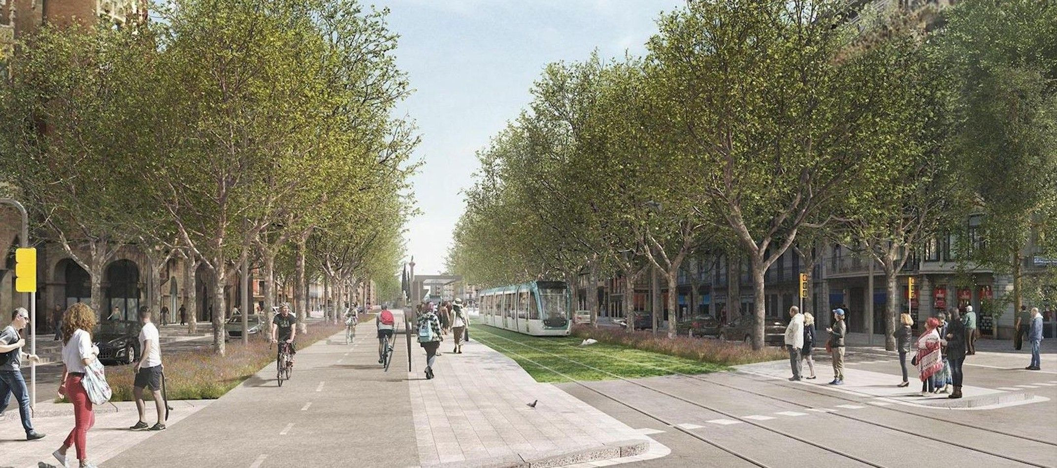 Render de la unión del tranvía por la avenida Diagonal / AJ BCN