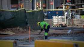 Obras del tranvía en la Diagonal