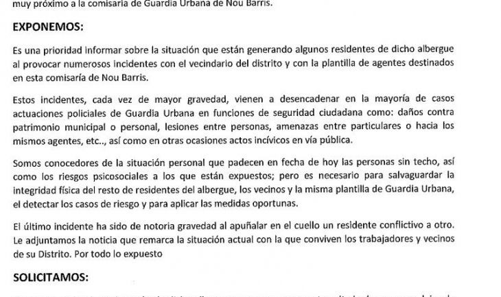 Informe del CSIF en referencia a la comisaría Nou Barris / CEDIDA