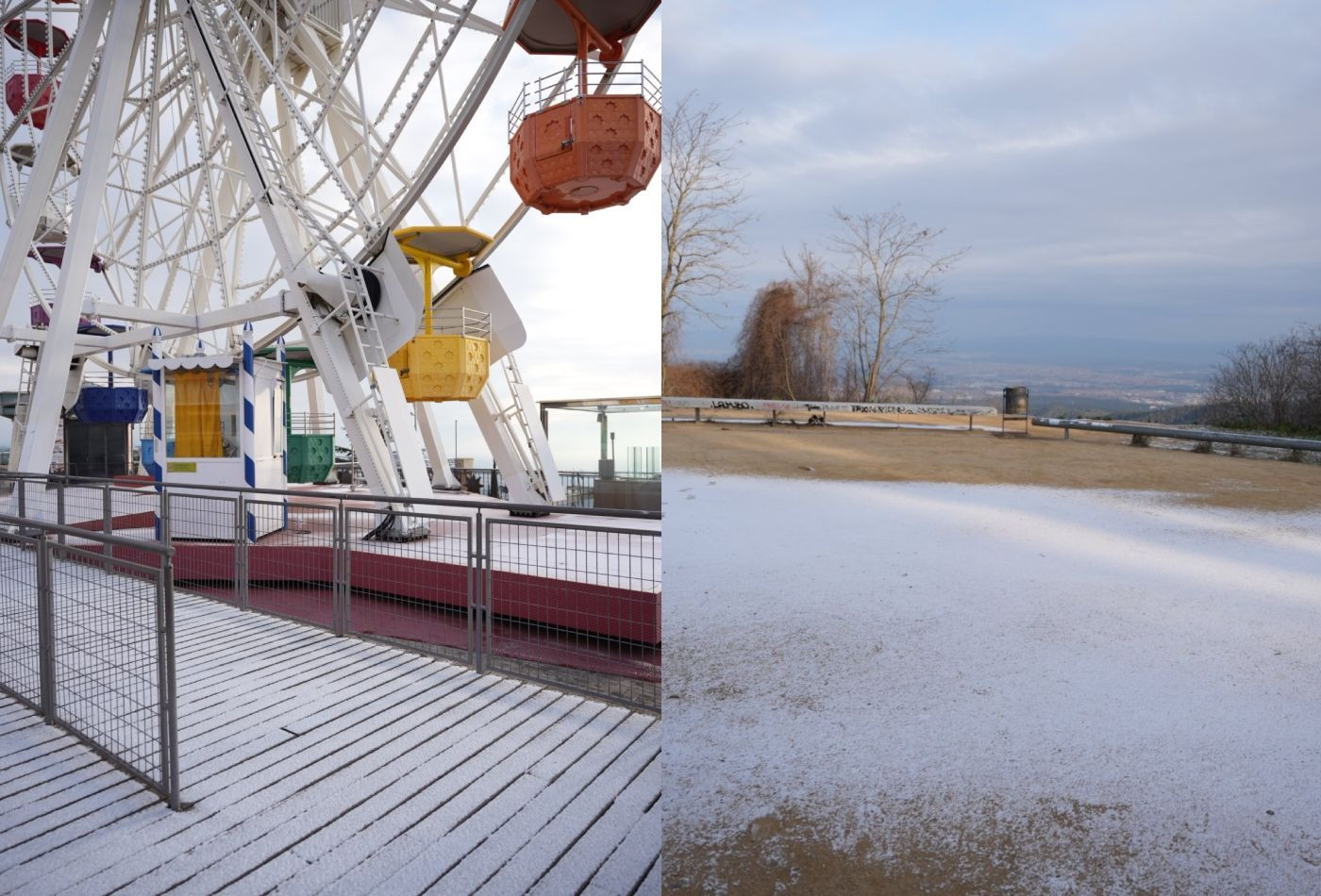 Así se ve la nieve en Barcelona desde el Tibidabo / LUIS MIGUEL AÑÓN