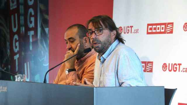Javier Pacheco y Camil Ros, secretarios generales de CCOO y UGT en Cataluña / EFE