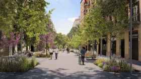 Render de un futuro eje verde de la 'superilla' del Eixample / AJ BCN