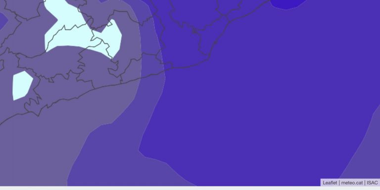 Cota de nieve teórica para primera hora de este lunes, según el modelo Bolam / METEOCAT