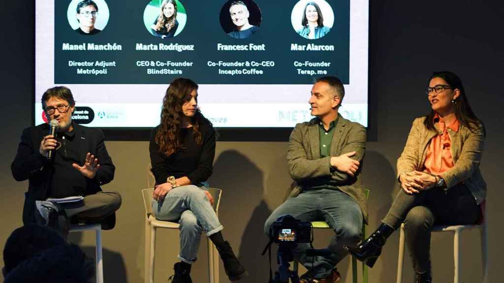 Manel Manchón, Marta Rodríguez, Francesc Pont y Mar Alarcón, en Barcelona Activa / LENA PRIETO (MA)