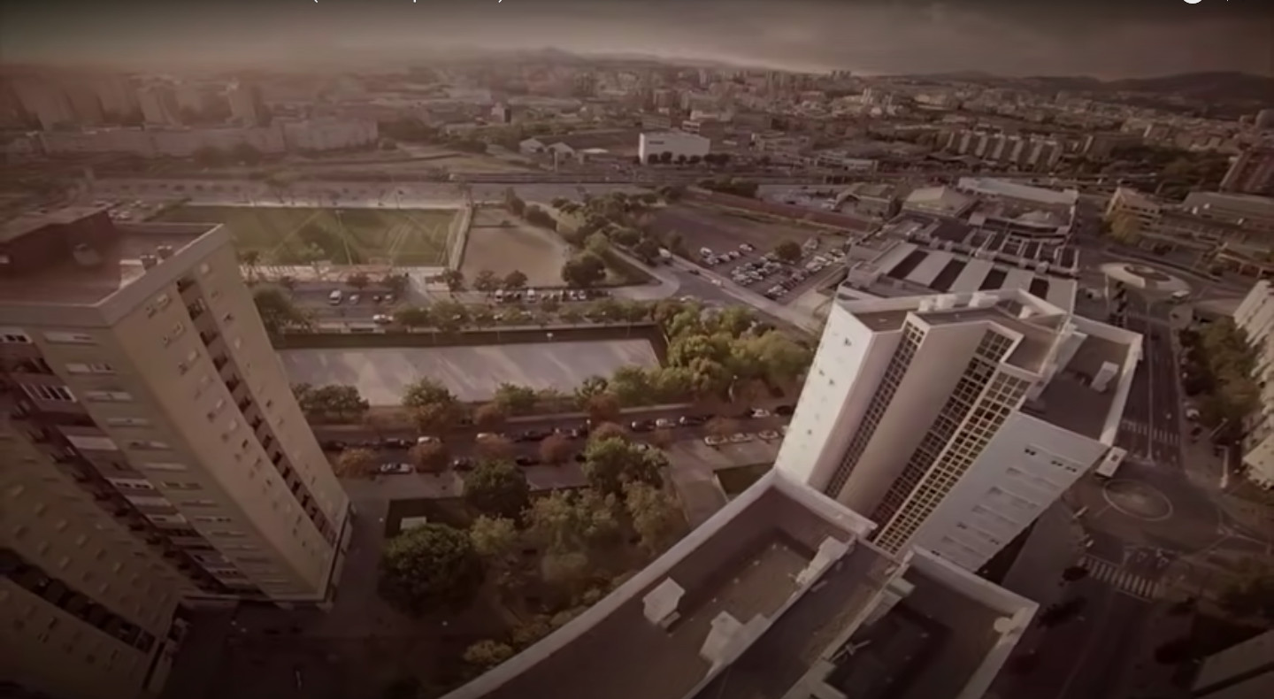 Panorámica de L'Hospitalet en un videoclip donde aparece El Sardina / YOUTUBE