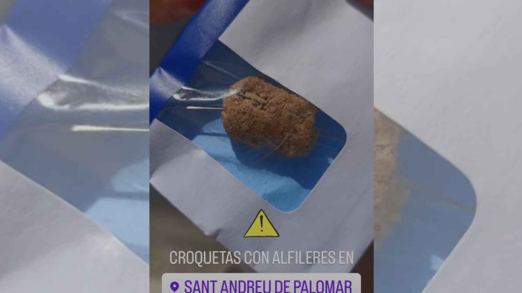 Una croqueta con alfileres en su interior hallada en Sant Andreu de Palomar / CEDIDA