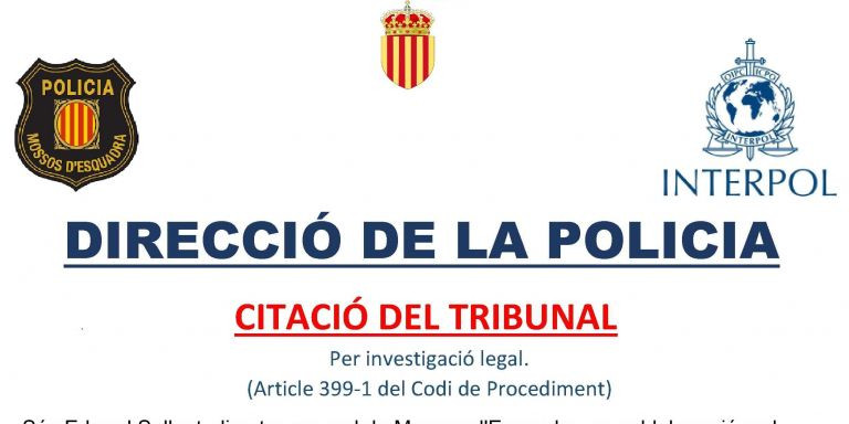 Citación judicial falsa / MOSSOS ESQUADRA