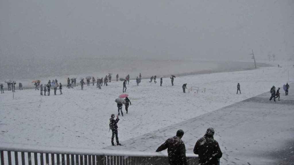 La playa de Barcelona, nevada en 2010 / RRSS