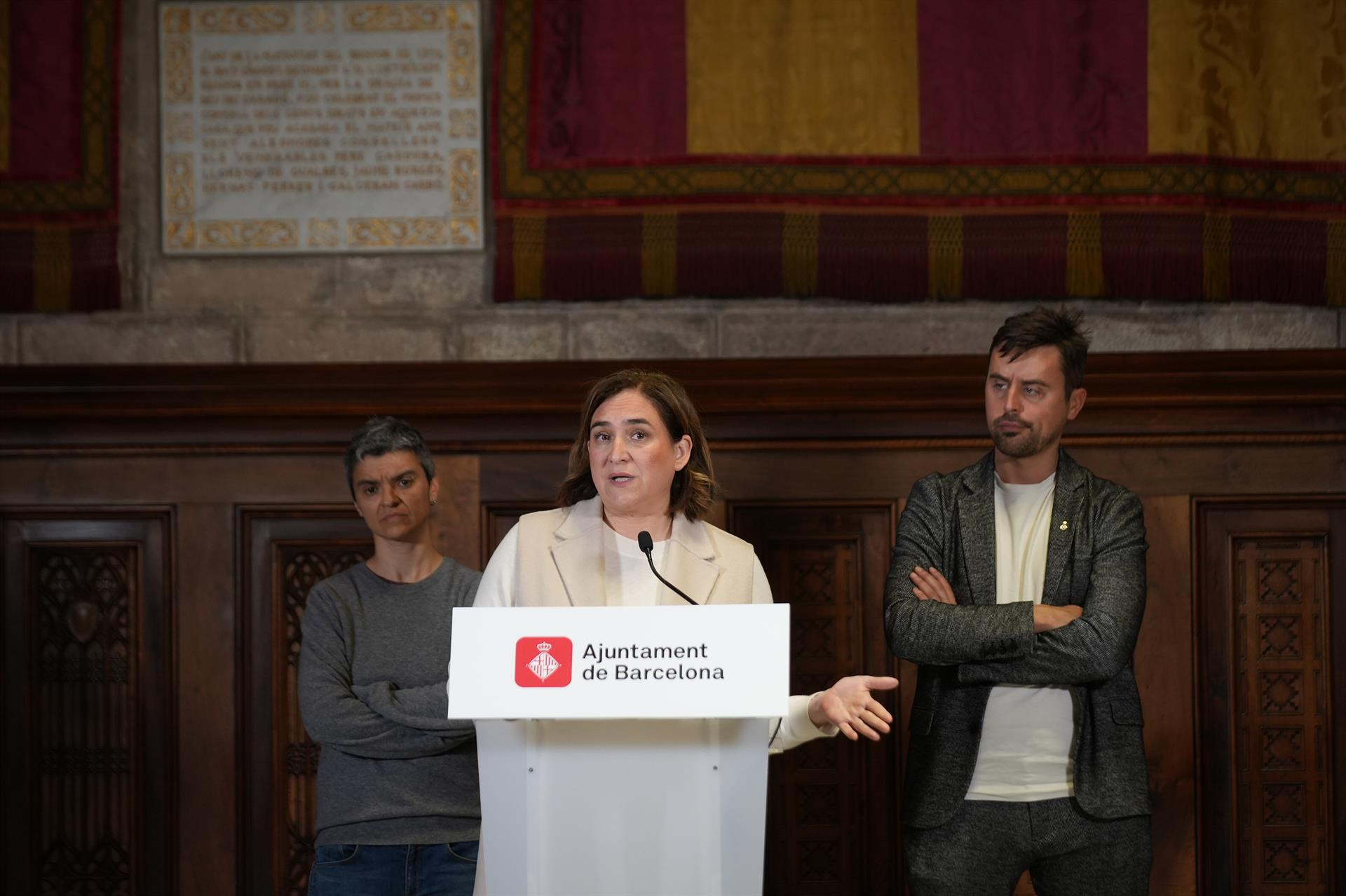 Ada Colau en la rueda de prensa tras declarar en los juzgados por el 'Caso Llavors' / EUROPA PRESS - David Zorrakino