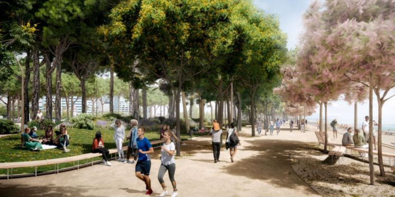 Render del nuevo paseo de la Mar Bella de Barcelona / AJ BCN