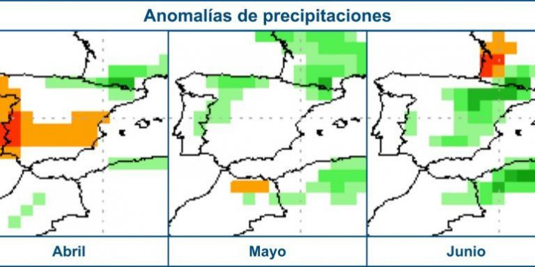 Mapas de anomalías de precipitaciones para los meses de primavera / Recurso de 'Seasonal climate forecast from CFSv2'