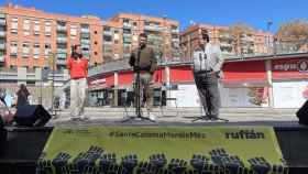 Gemma Español, Gabriel Rufián y Joan Ignasi Elena en un acto de ERC en Santa Coloma de Gramenet  / EUROPA PRESS