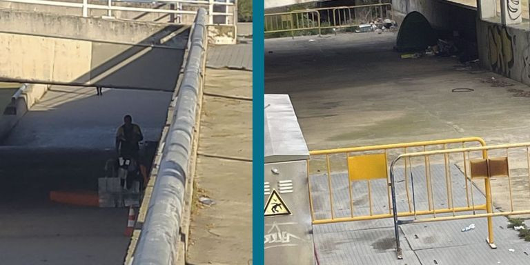 Fotomontaje de los toxicómanos actualmente, bajo otro puente en Sant Adrià / CEDIDAS