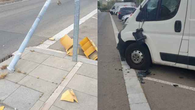 Semáforos y una furgoneta hechos añicos por un camión en Sant Adrià / CEDIDAS