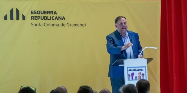 Oriol Junqueras en el acto de precampaña en Santa Coloma / TWITTER