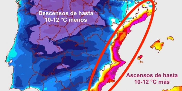 Mapa de variaciones térmicas para el 12 de abril / Recurso de AEMET