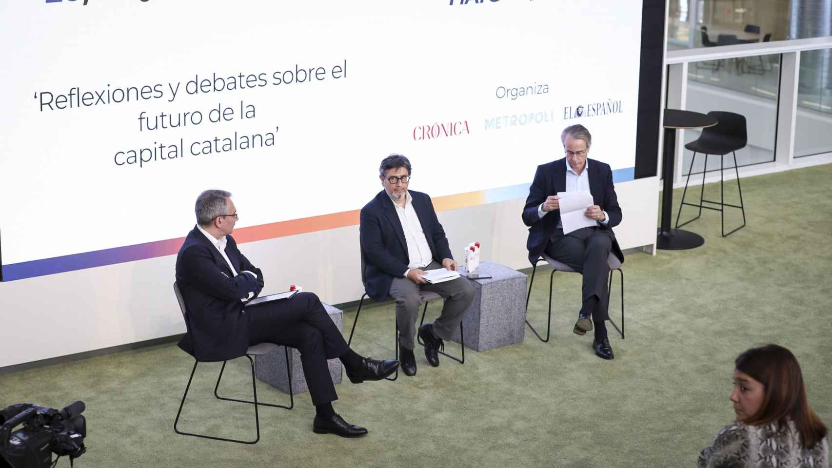 Albert Martínez Lacambra (Red.es), Manel Manchón y Javier Faus (Meridia) en las jornadas 'Desperta BCN!' / GALA ESPÍN