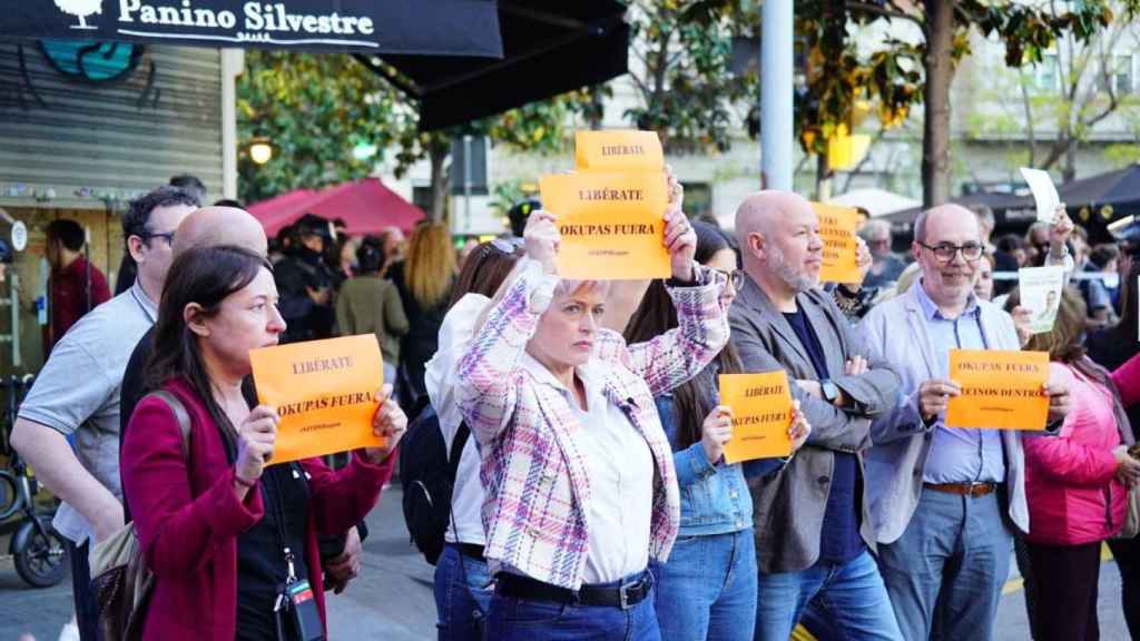 La candidata de Cs a la alcaldía, Anna Grau, en la manifestación contra la okupación en Barcelona / CIUDADANOS