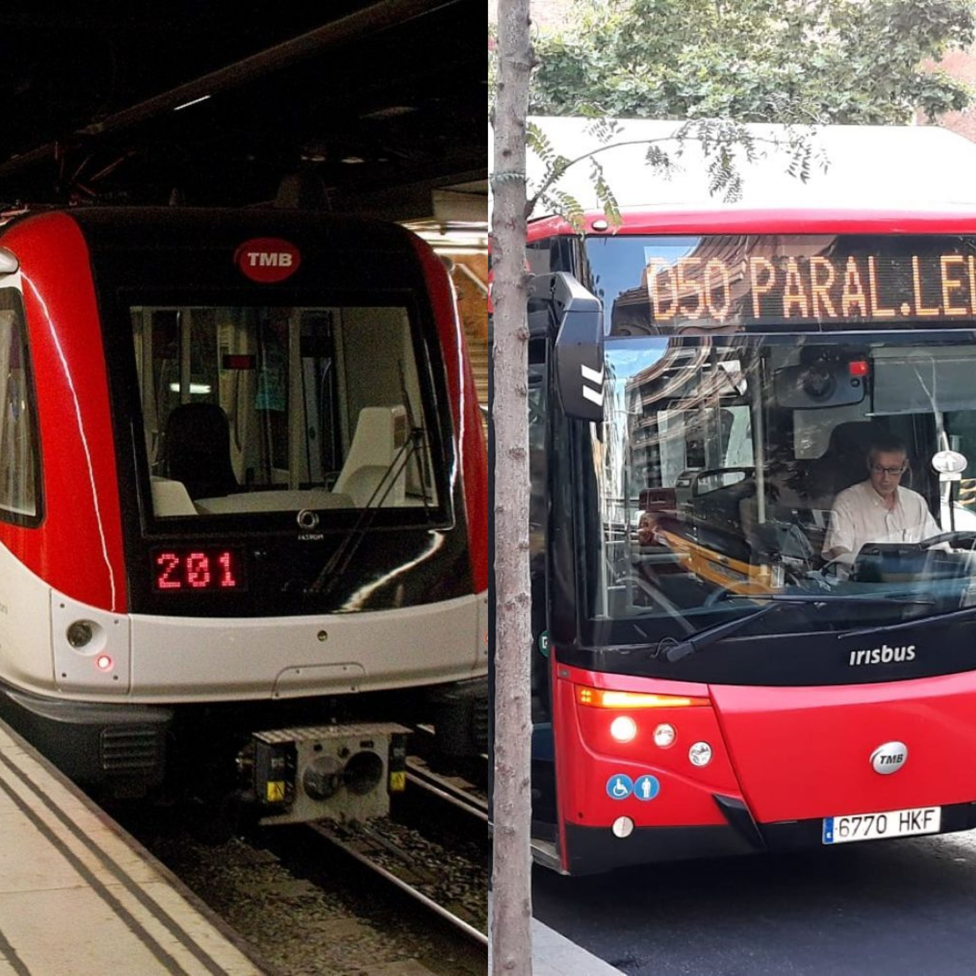 FotomontaJe de un metro y un bus de TMB