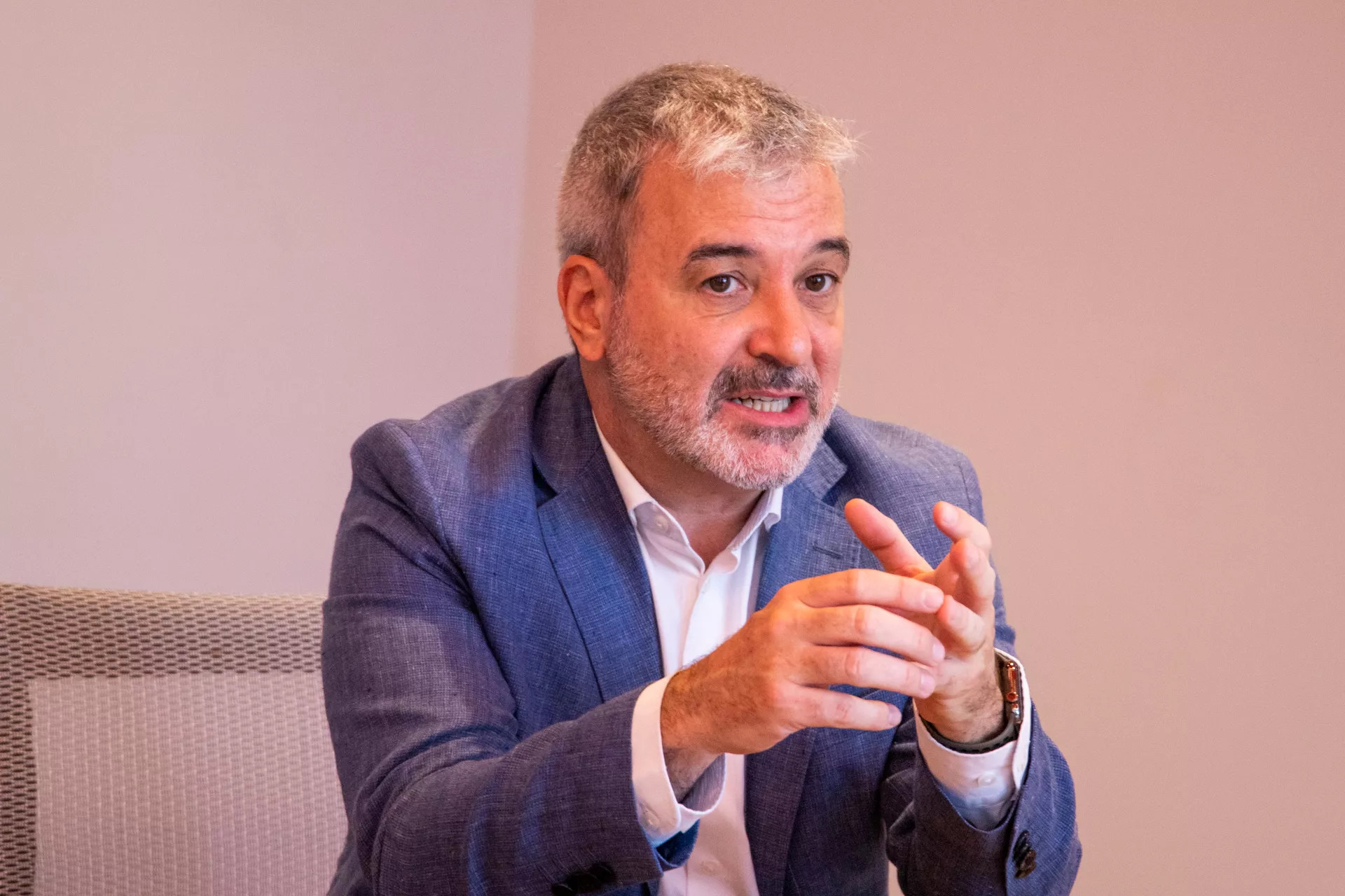 Jaume Collboni, candidato del PSC a la alcaldía de Barcelona, en la entrevista con 'Metrópoli' / GALA ESPÍN
