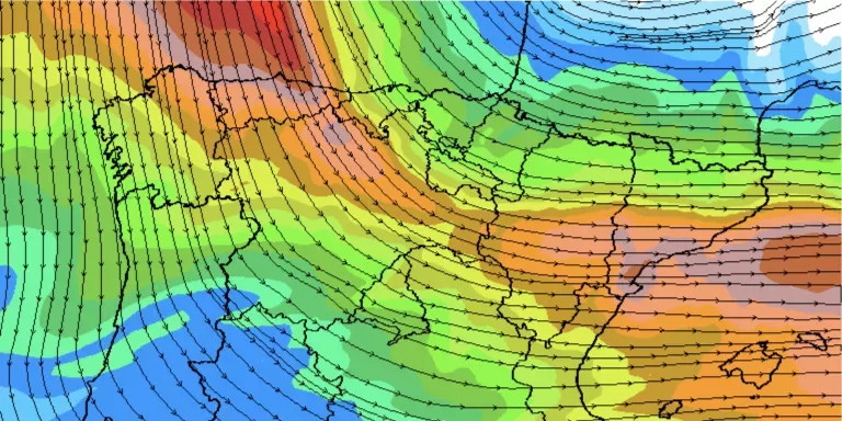 Mapa de colores referente a los vientos del Jet Stream, a unos 300 hPa / METEOCIEL