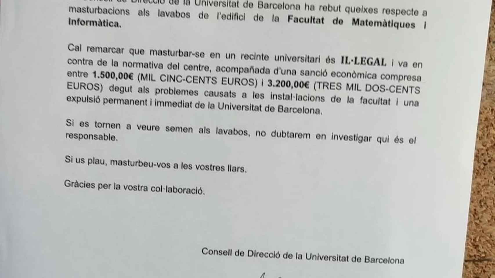 La broma de los alumnos de la UB: 