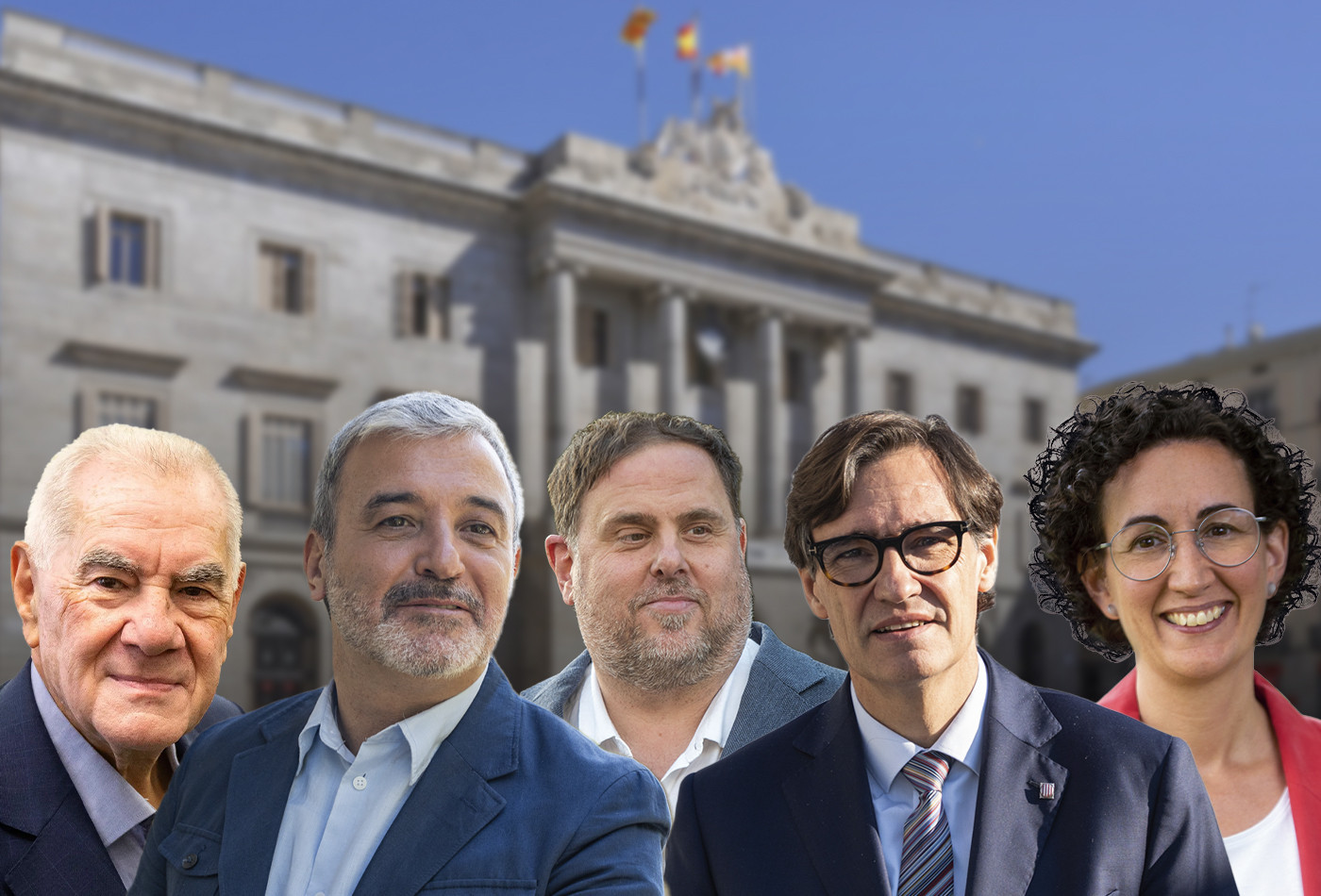 Maragall, Collboni, Junqueras, Illa y Marta Rovira / FOTOMONTAJE