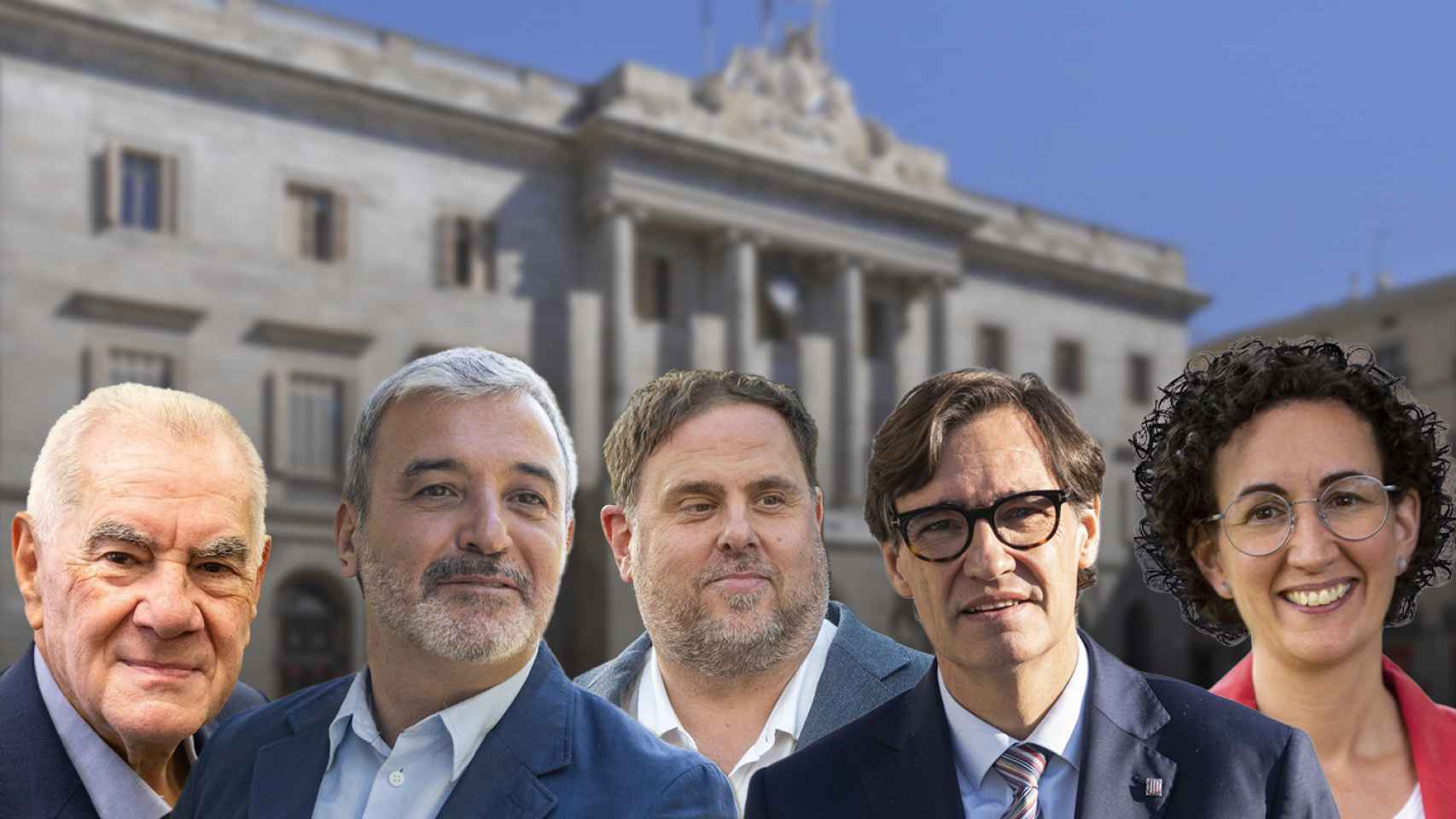 Maragall, Collboni, Junqueras, Illa y Marta Rovira / FOTOMONTAJE