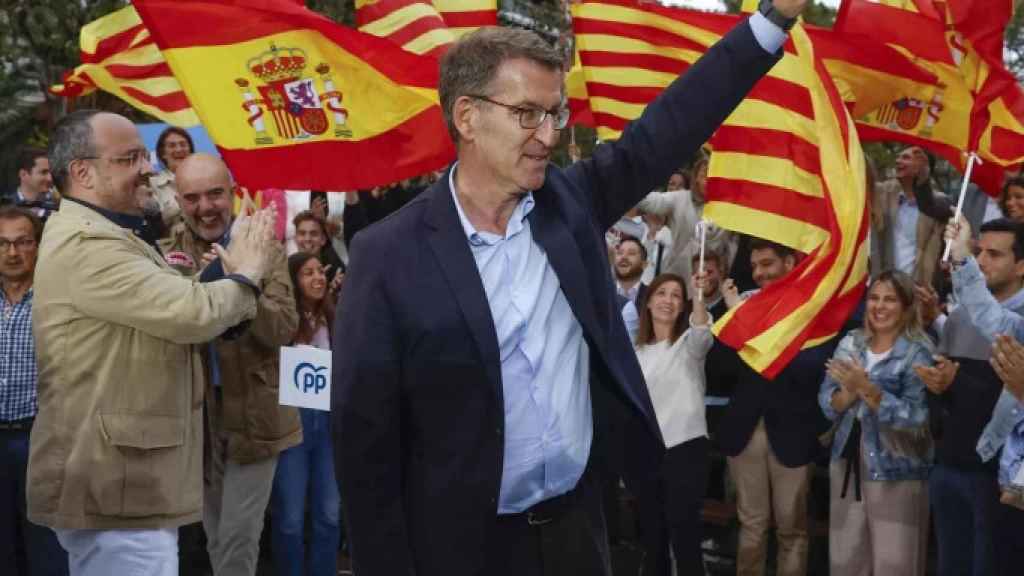 El presidente del PP, Alberto Núñez Feijóo, en un acto en Barcelona