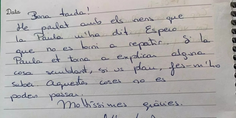 Nota en la agenda que la madre de Kira escribió a su profesora / @JMPORKIRALOPEZ