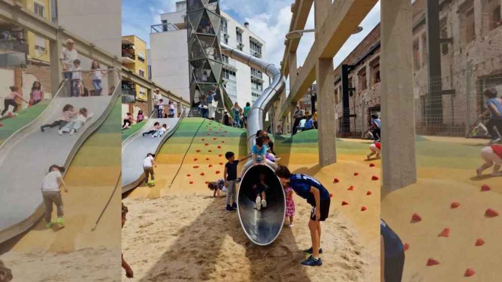 El nuevo tobogán del parque de Can Batlló