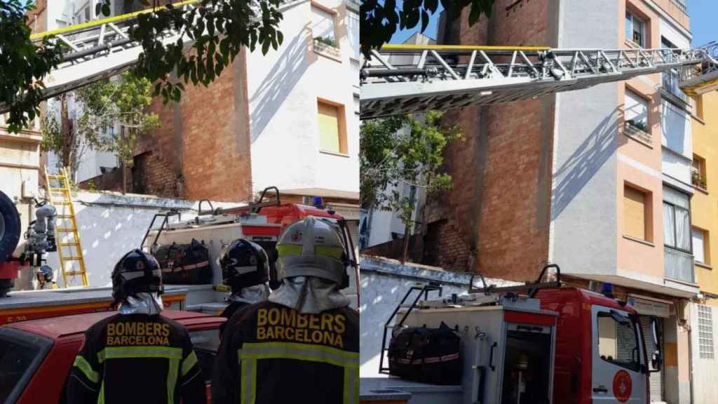 Los bomberos en el incendio de unos bajos en Nou Barris / BOMBERS DE BARCELONA