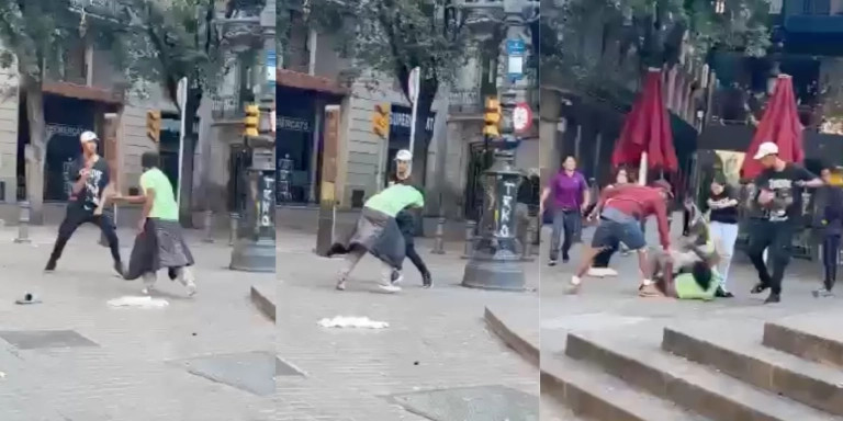 Pelea en La Rambla de Barcelona / METRÓPOLI