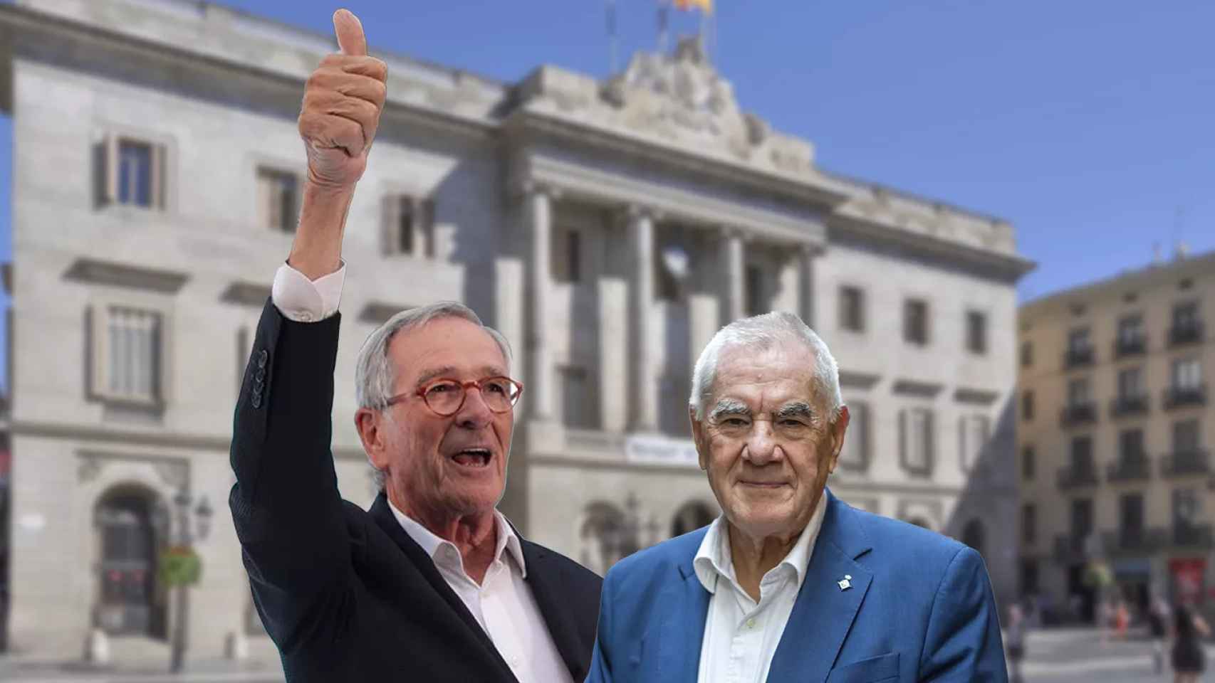 Xavier Trias y Ernest Maragall, con el Ayuntamiento de fondo / FOTOMONTAJE METRÓPOLI