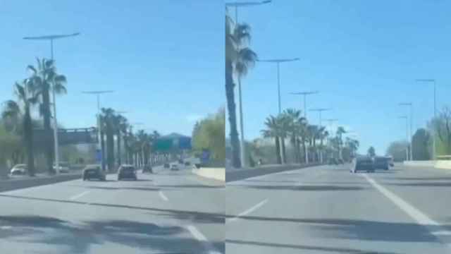 Dos coches se intercambian de carril de forma peligrosa en la ronda Litoral / RRSS