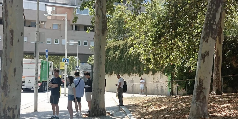 Un grupo de turistas espera para coger el bus lanzadera en la Ciutadella / MA