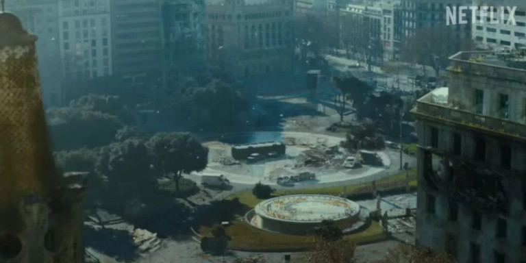 Plaza Catalunya en la película Bird Box Barcelona / NETFLIX