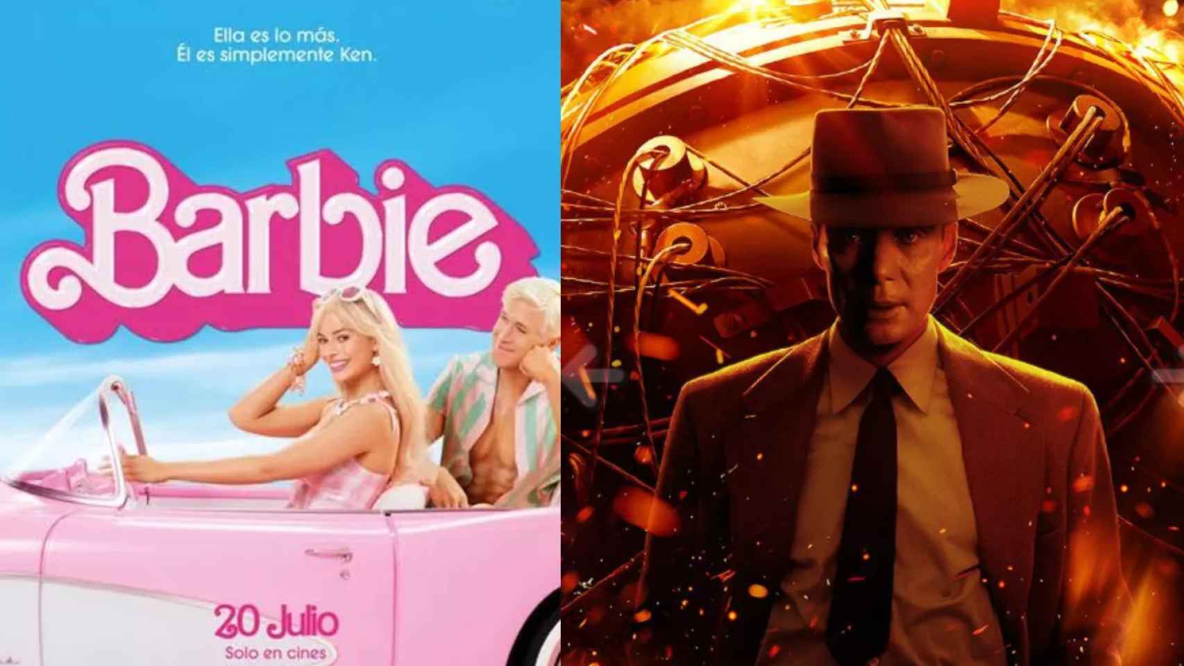 Fotomontaje con los carteles de las películas de 'Barbie' y de 'Oppenheimer' / METRÓPOLI