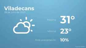 weather?weatherid=13&tempmax=31&tempmin=23&prep=10&city=Viladecans&date=28+de+julio+de+2023&client=CRG&data provider=aemet