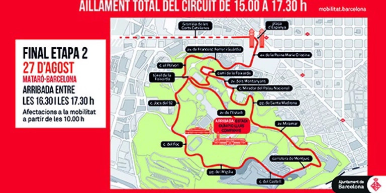 Mapa de las afectaciones de la Vuelta Ciclista en Barcelona este domingo / AYUNTAMIENTO DE BARCELONA