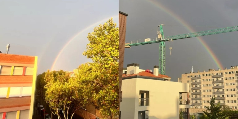 El arcoíris visto desde distintos puntos, en Badalona (i) y Barcelona (d) 