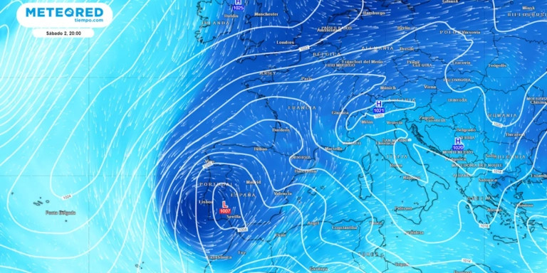 Mapa de la llegada de una posible DANA / METEORED