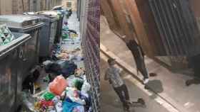 Basura en la calle y la entrada al parking conflictivo del Raval / CEDIDAS