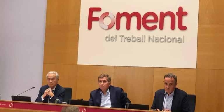 José Soria, David Tornos y Gabriel Jené, en la sede de Foment / MA