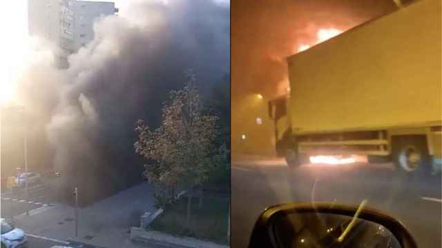 Incendio de un camión en Nou Barris en Barcelona / METRÓPOLI